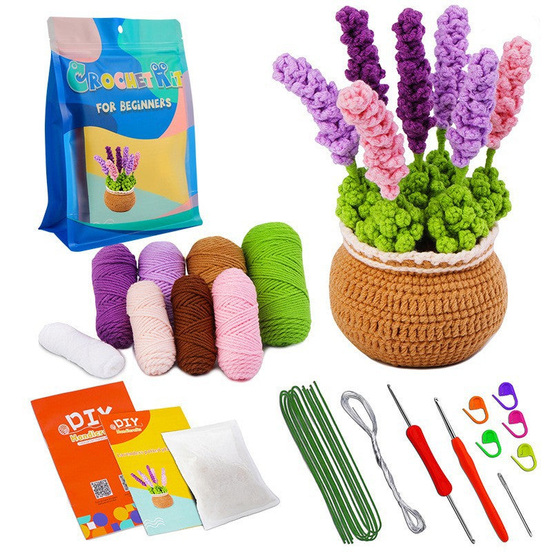 Flower Crochet Kit, Crochet Starter Kit Potted Plants with Step-by-Step Video Tutorials for Complete Beginners Adults-8