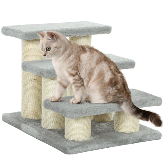 Pet Stairs 3-step Pet Ladder Cat dog Stairs Climb Ladder Cat Tree, Grey-0