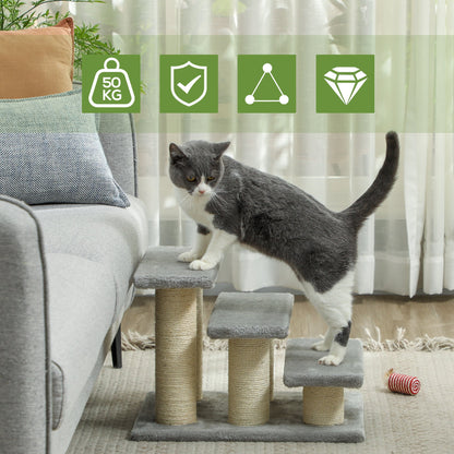 Pet Stairs 3-step Pet Ladder Cat dog Stairs Climb Ladder Cat Tree, Grey-3
